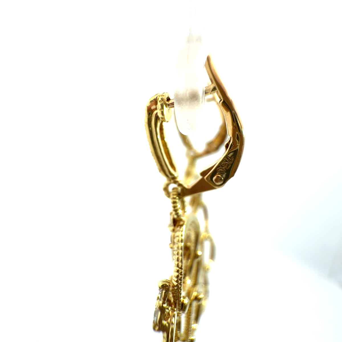 Vintage 18k Yellow Gold Interlocking Oval Diamond Dangle Earrings