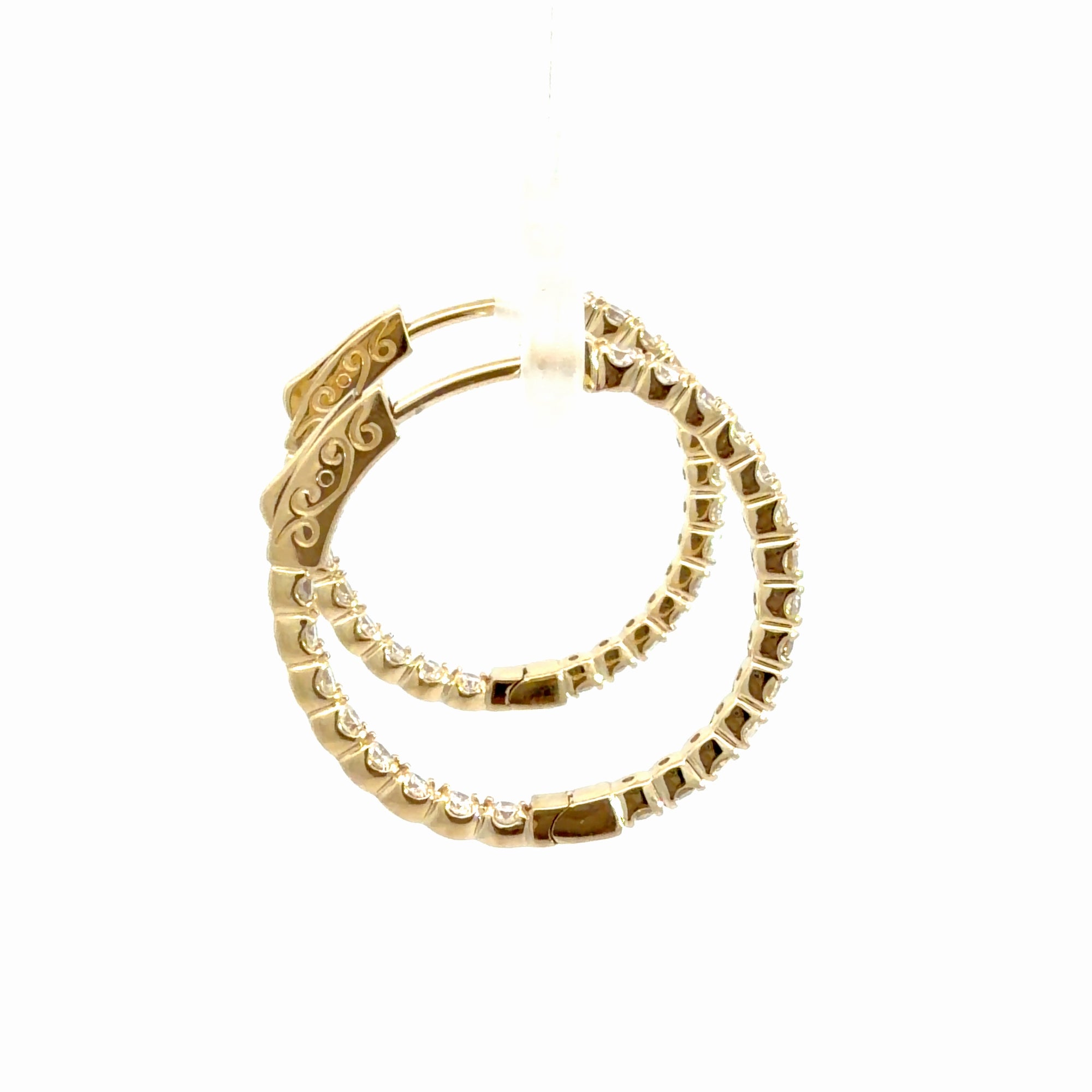 The Jewel Box 14k Yellow Gold 1.48ctw Diamond Inside Out Hoop Earrings