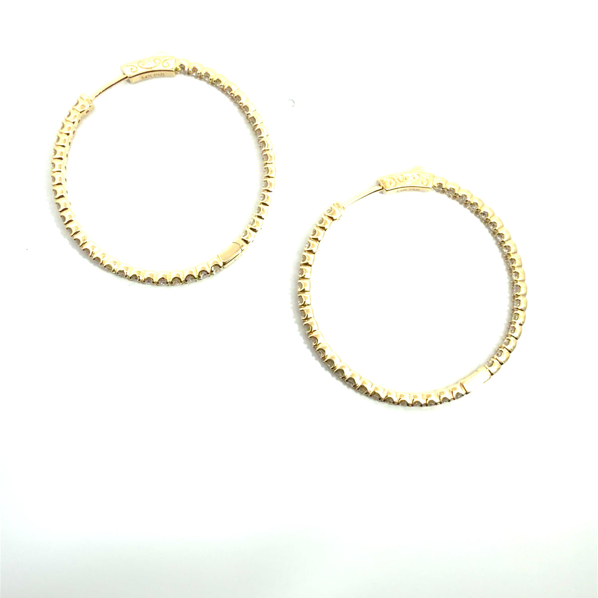 The Jewel Box 14k Yellow Gold 2.72ctw  Inside Out Hoop Earrings