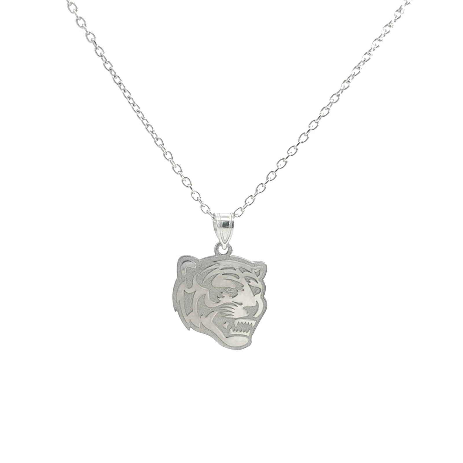 Memphis Tigers 14k White Gold Tiger Head Necklace (Large)