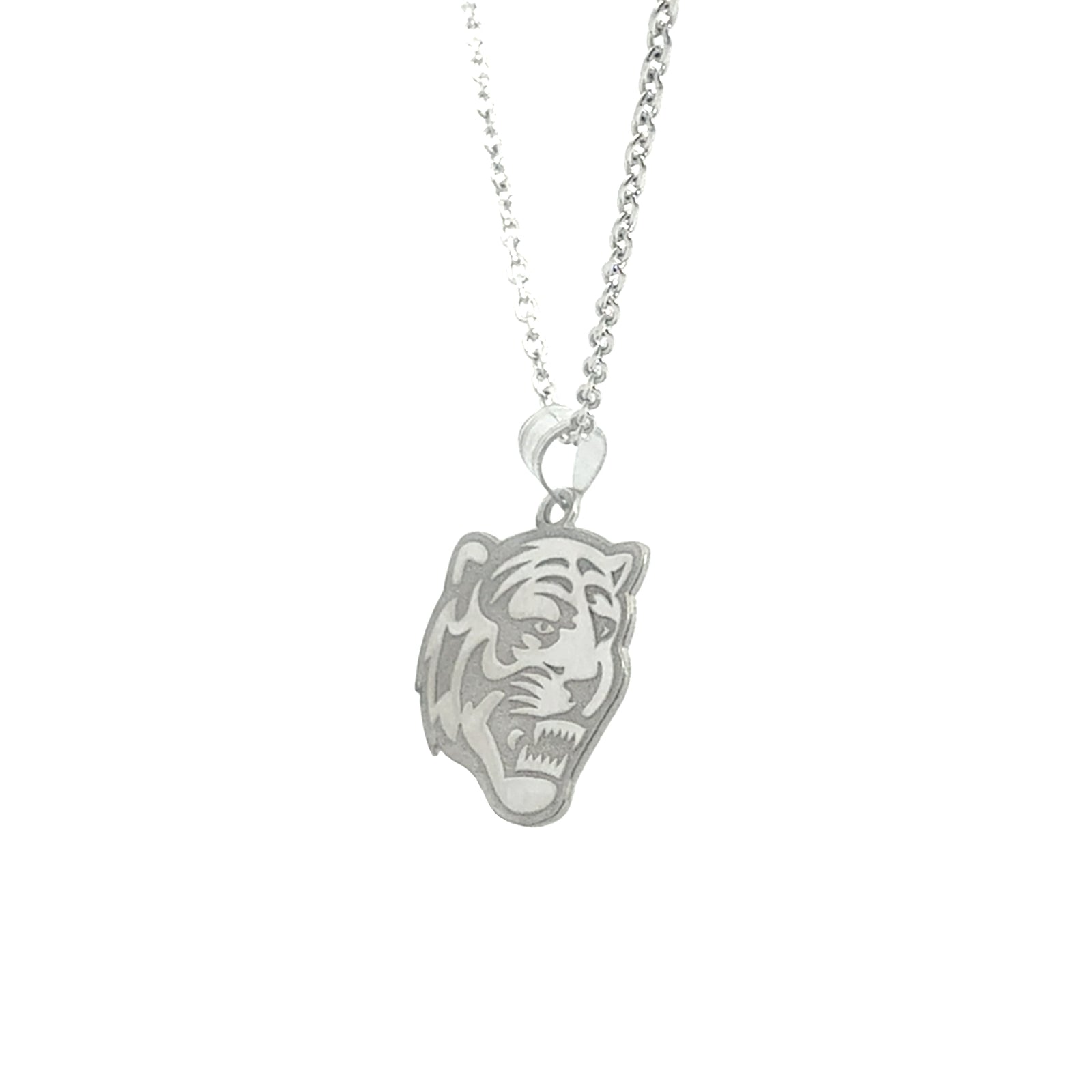 Memphis Tigers 14k White Gold Tiger Head Necklace (Large)