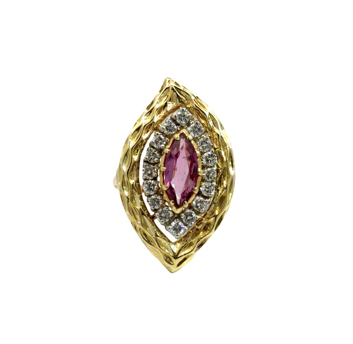 Stamped 14k Yellow Gold 1.00ctw Pink Sapphire 0.48ctw Diamond Ring0