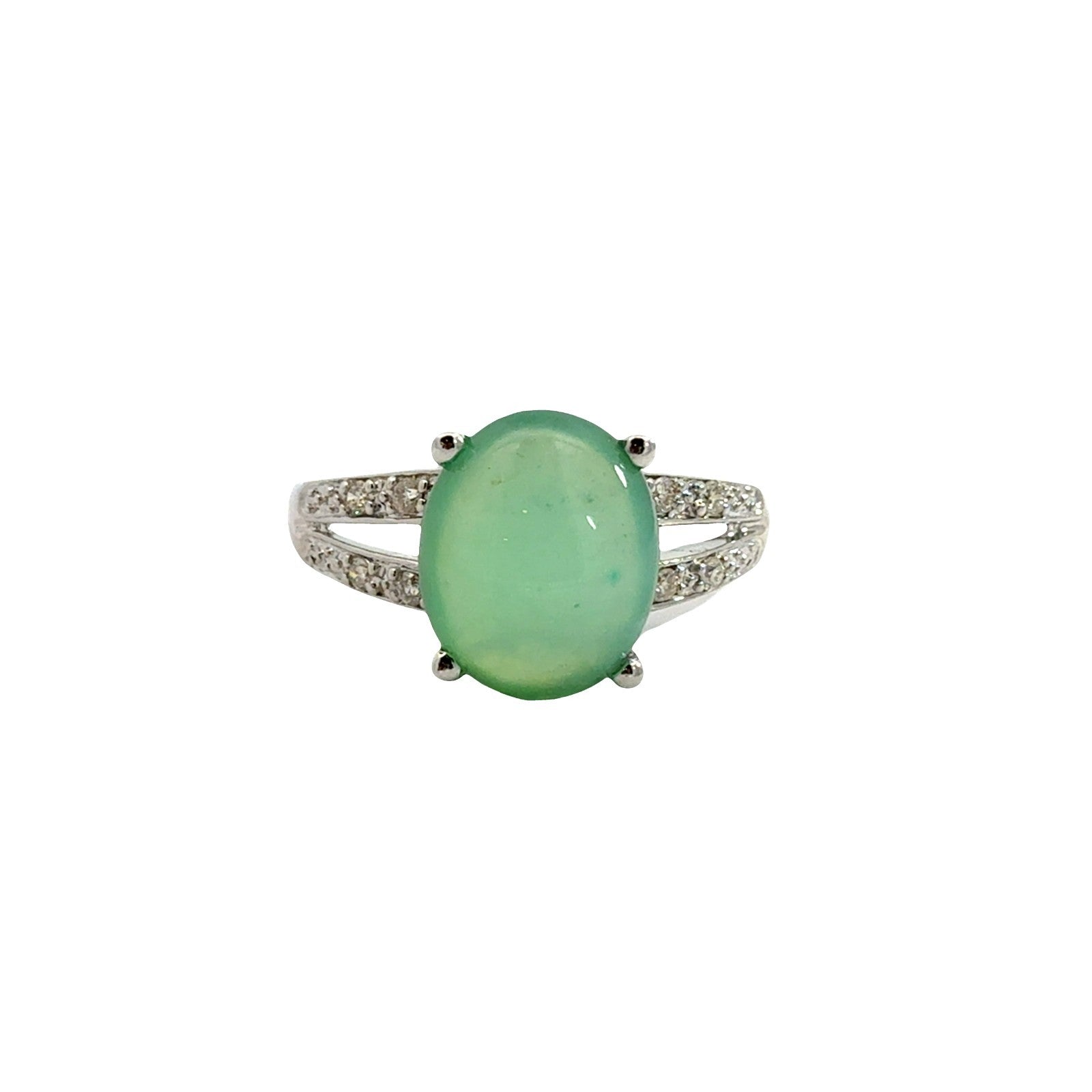 14k White Gold 1.01tcw Opal and 0.15cttw Diamond Split Shank Ring0