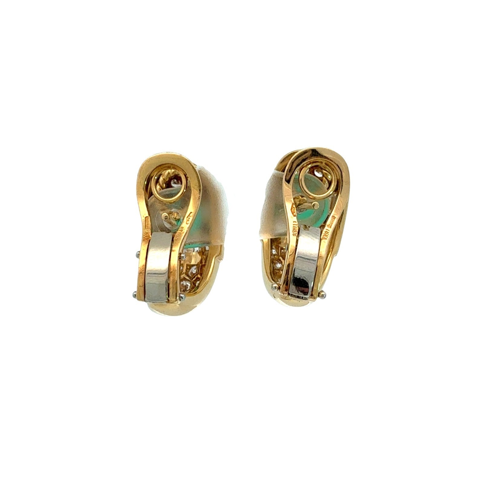18k Yellow Gold 1.58cttw Emerald and 2.75cttw Diamond Domed Earrings3
