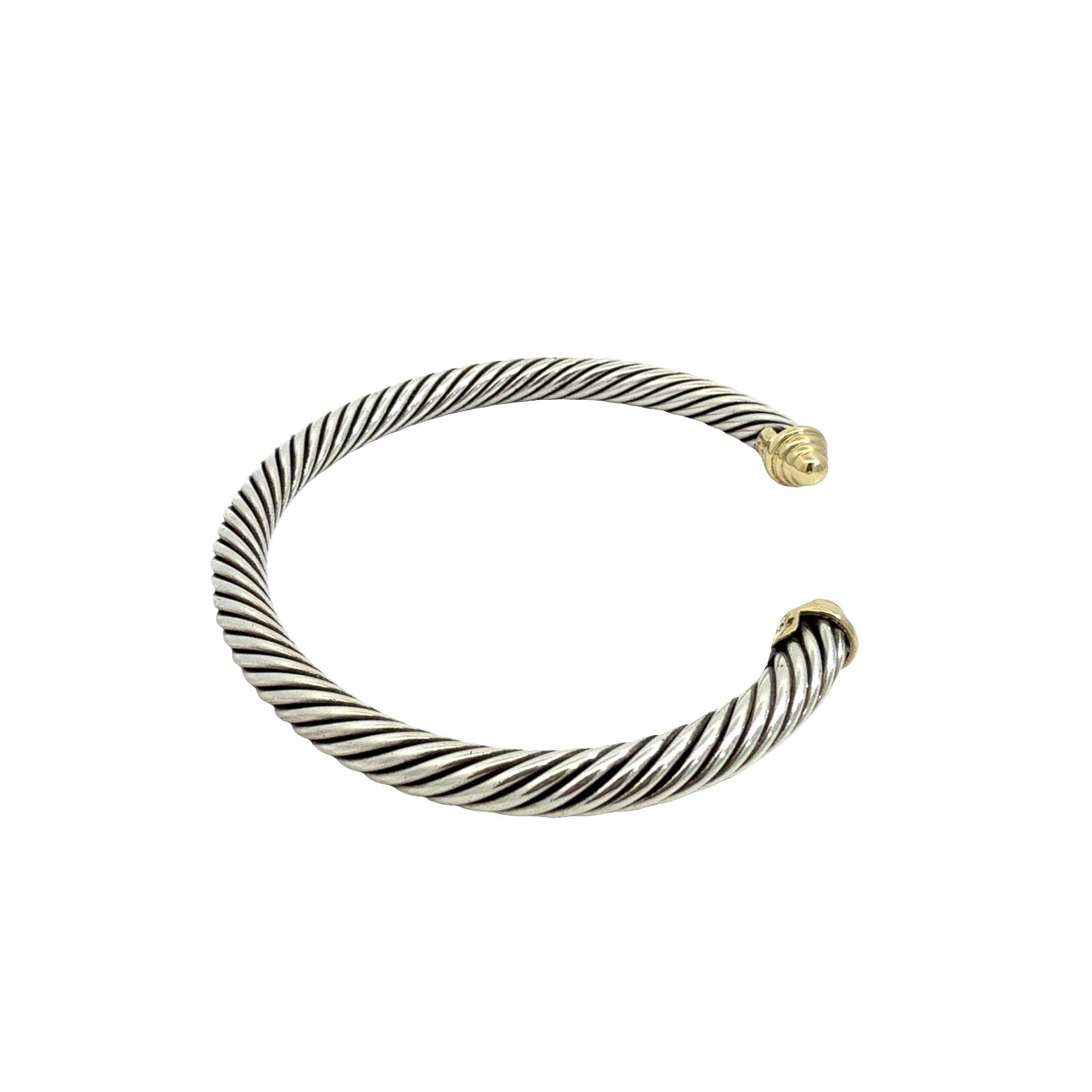 David Yurman Sterling Silver and 14k Yellow Gold Two-Tone Cable Cuff Bracelet4