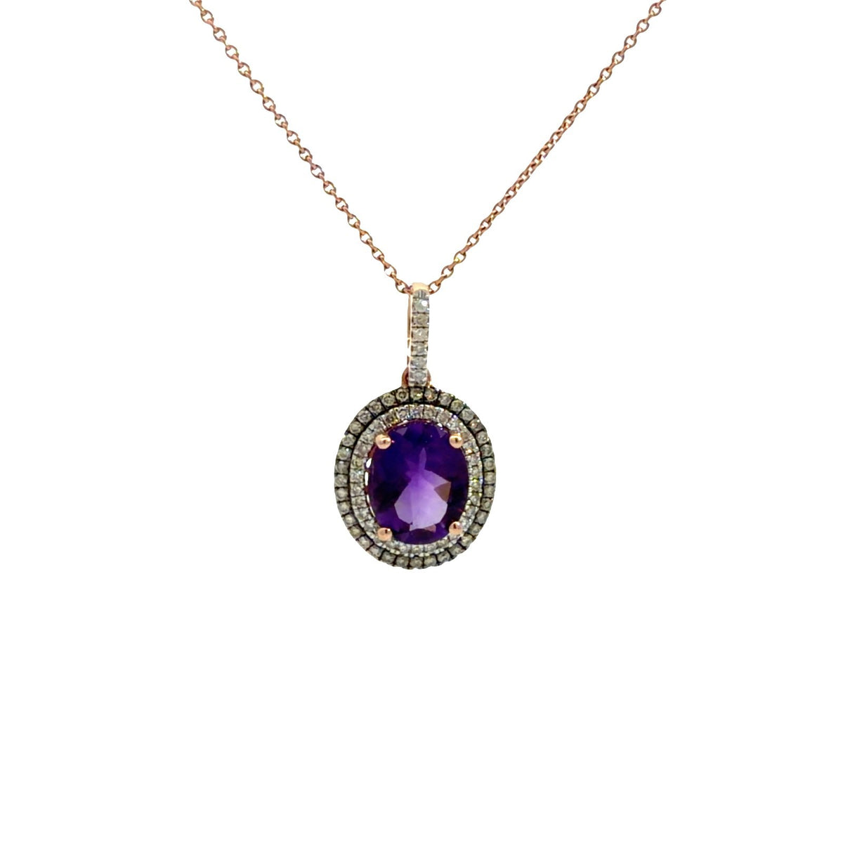 14k Rose Gold Chain Necklace with (2.19ctw) Amethyst and (0.36ctw) Diamond0
