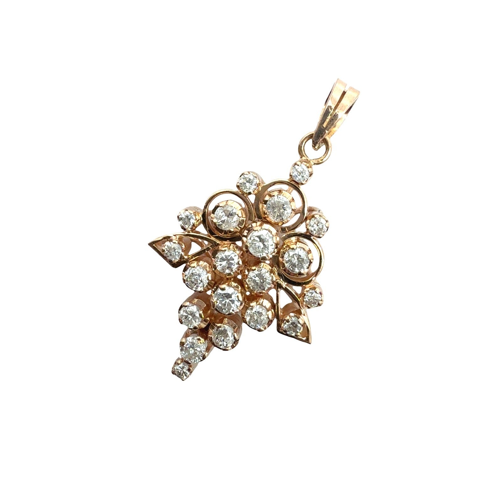 Antique 18k Yellow Gold Stamped 0.76cttw Diamond Cluster Pendant1