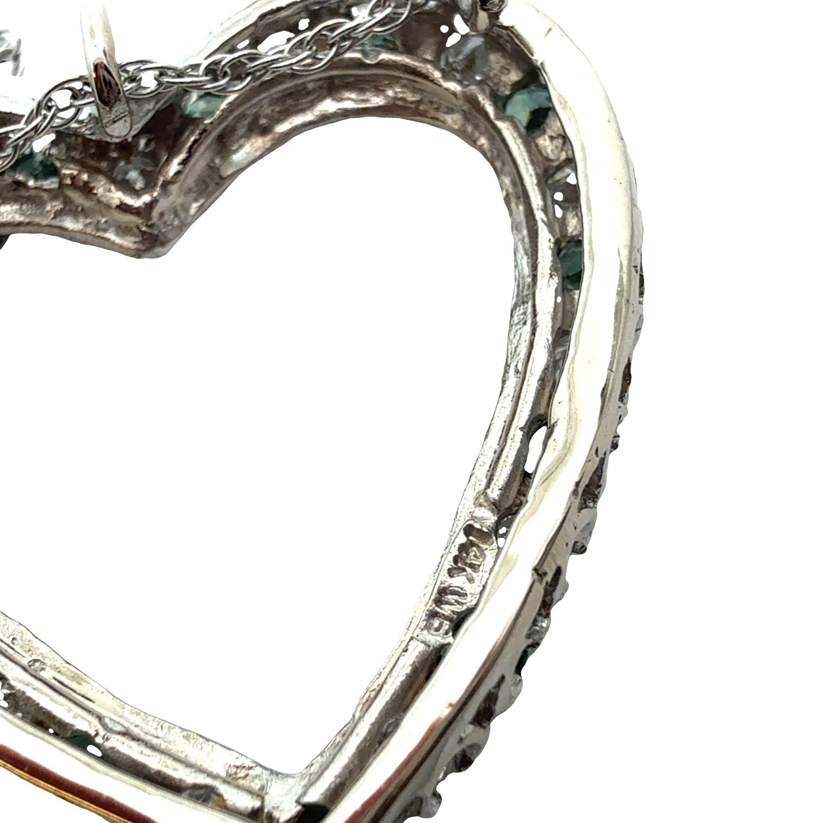 14k White Gold 0.42cttw Diamond and 0.52cttw Chrysoberyl Open Heart Necklace5