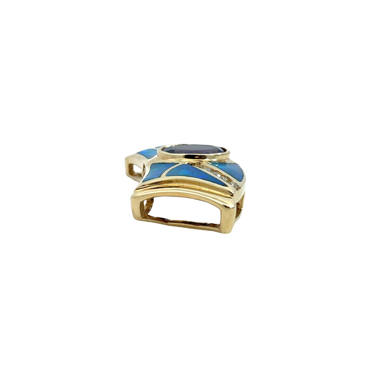 14k Yellow Gold 1.22tcw Tanzanite 0.13cttw Diamond & Opal Inlay Slider Pendant4