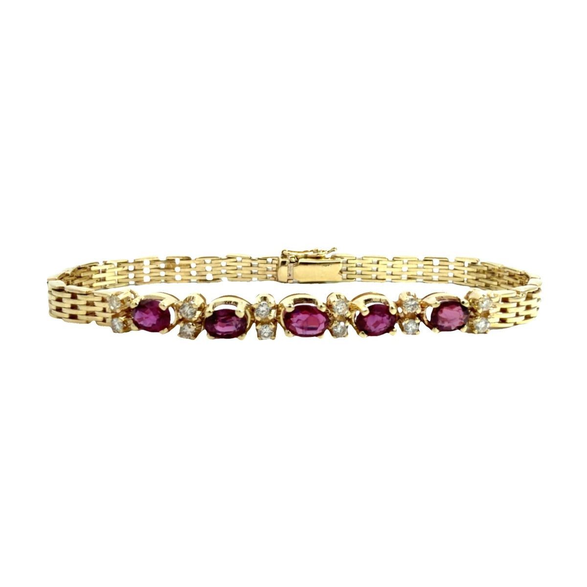14k Yellow Gold 2.34ctw Ruby and 0.45ctw Diamond Panther Link Bracelet0