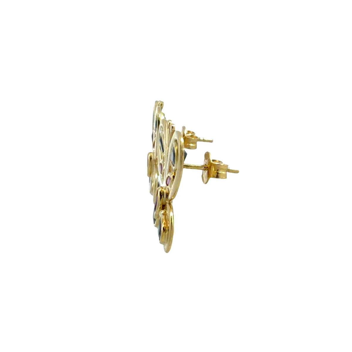 Estate 18k Yellow Gold 0.27cttw Ruby & 1.23cttw Sapphire Butterfly Stud Earrings1