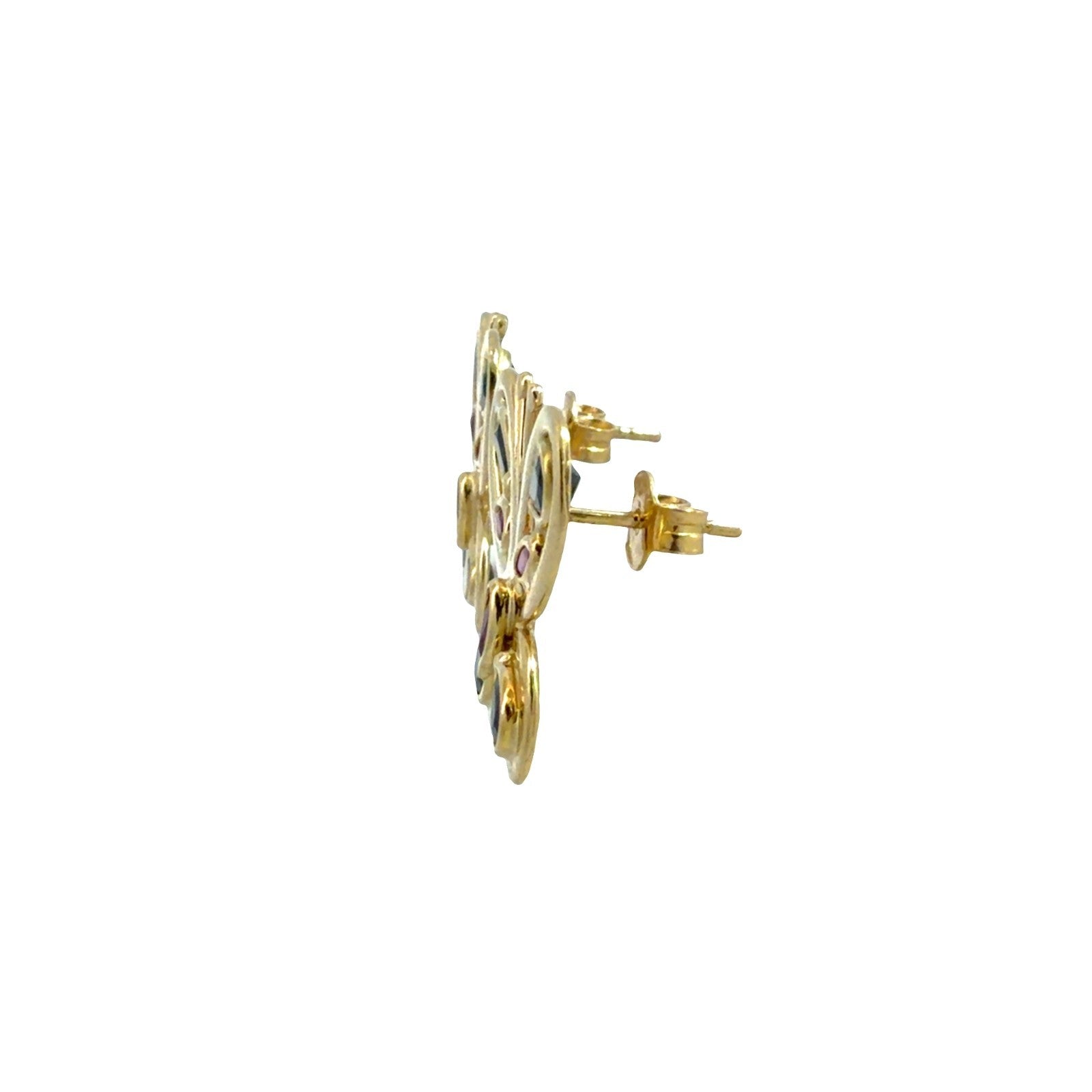 Estate 18k Yellow Gold 0.27cttw Ruby & 1.23cttw Sapphire Butterfly Stud Earrings0