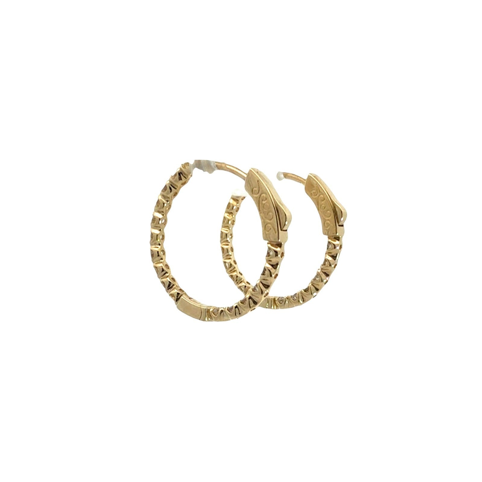 Heera Moti 14k Yellow Gold Inside-Out 1.44cttw Diamond Hoops5