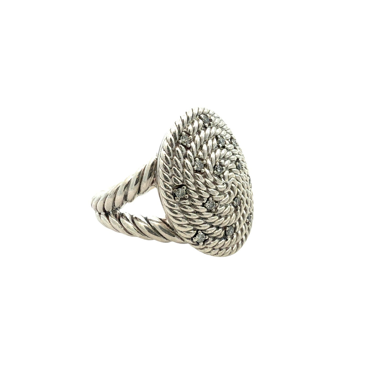 David Yurman Sterling Silver 0.21cttw Diamond Midnight Melange Cable Coil Ring2