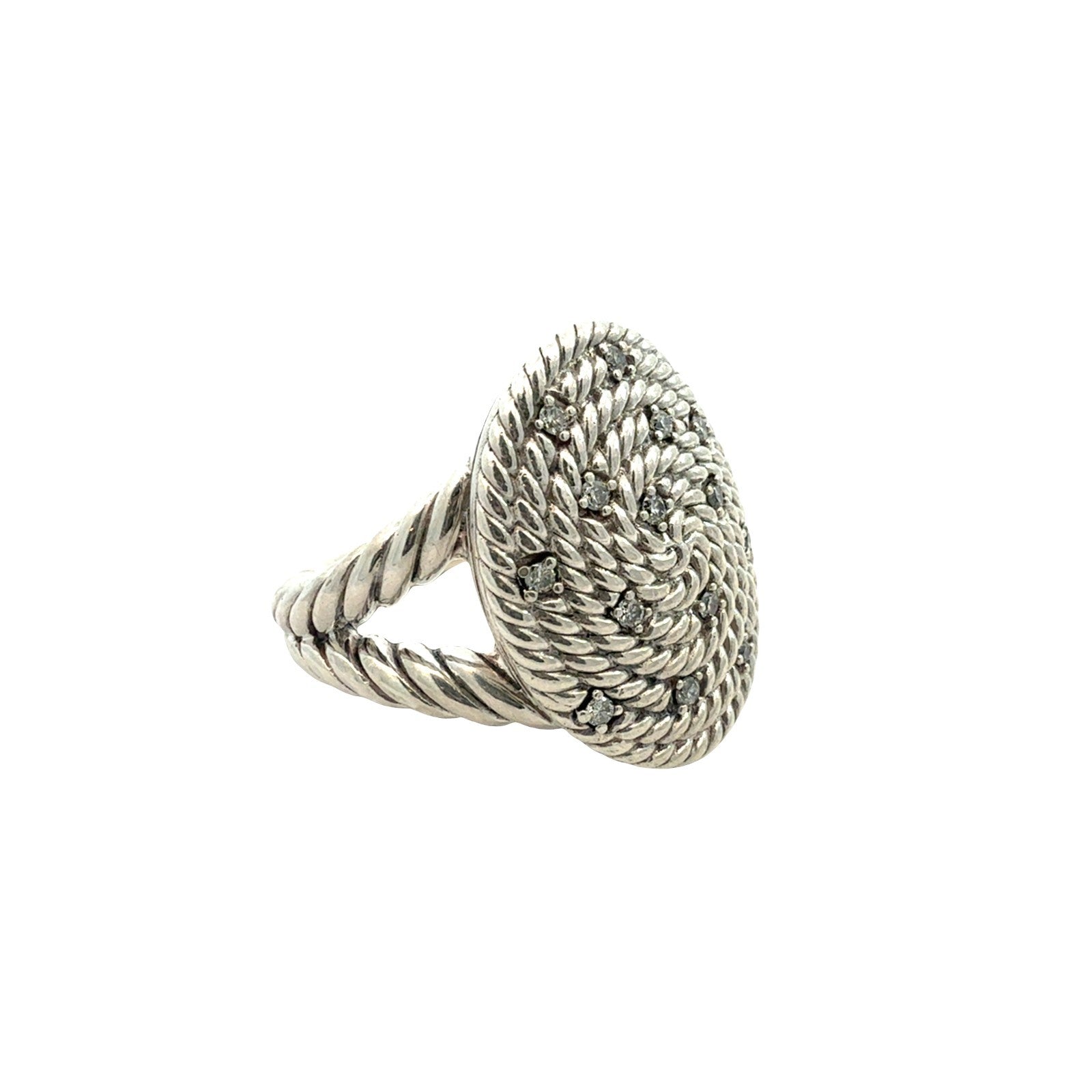 David Yurman Sterling Silver 0.21cttw Diamond Midnight Melange Cable Coil Ring2