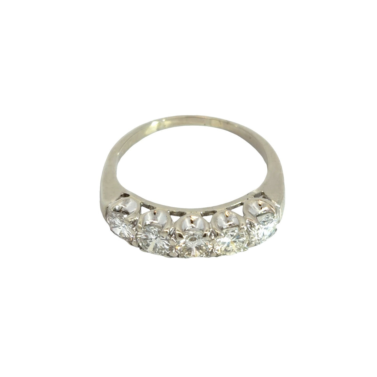 14k Stamped White Gold 5 Diamond 1.51ctw Wedding Band Ring1