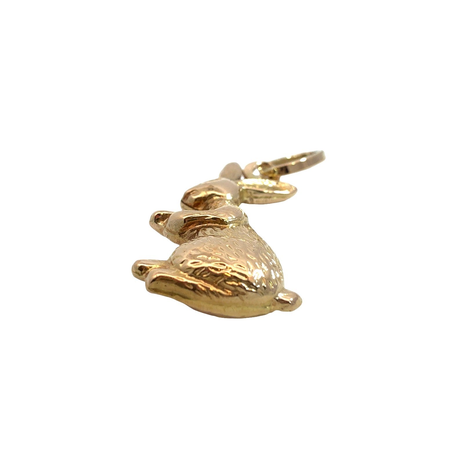 Vintage 18k Yellow Gold Textured Bunny Rabbit Pendant5