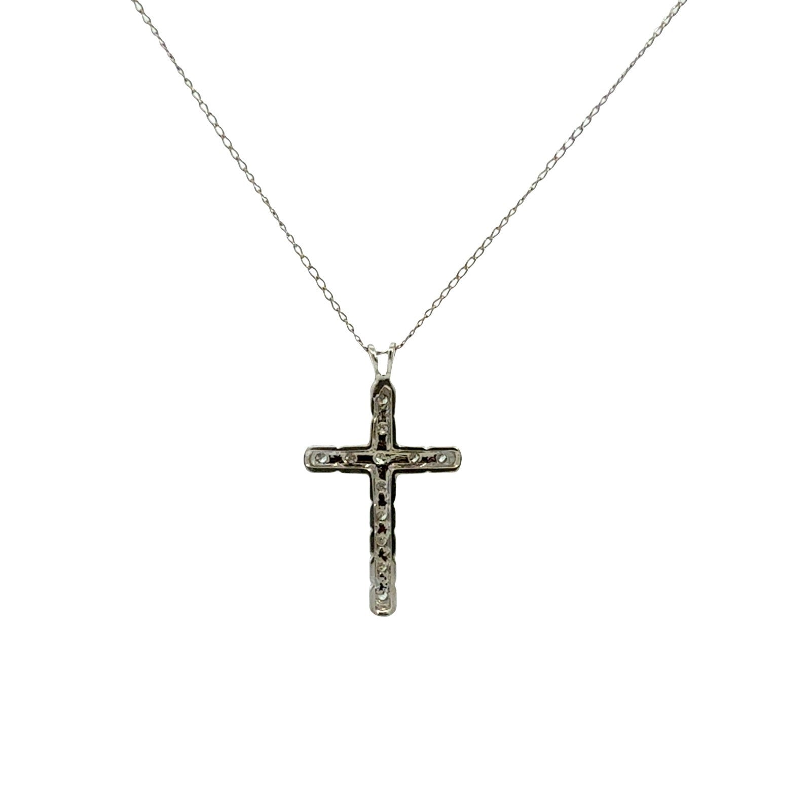 14k White Gold and 0.11cttw Diamond Cross Pendant Necklace3