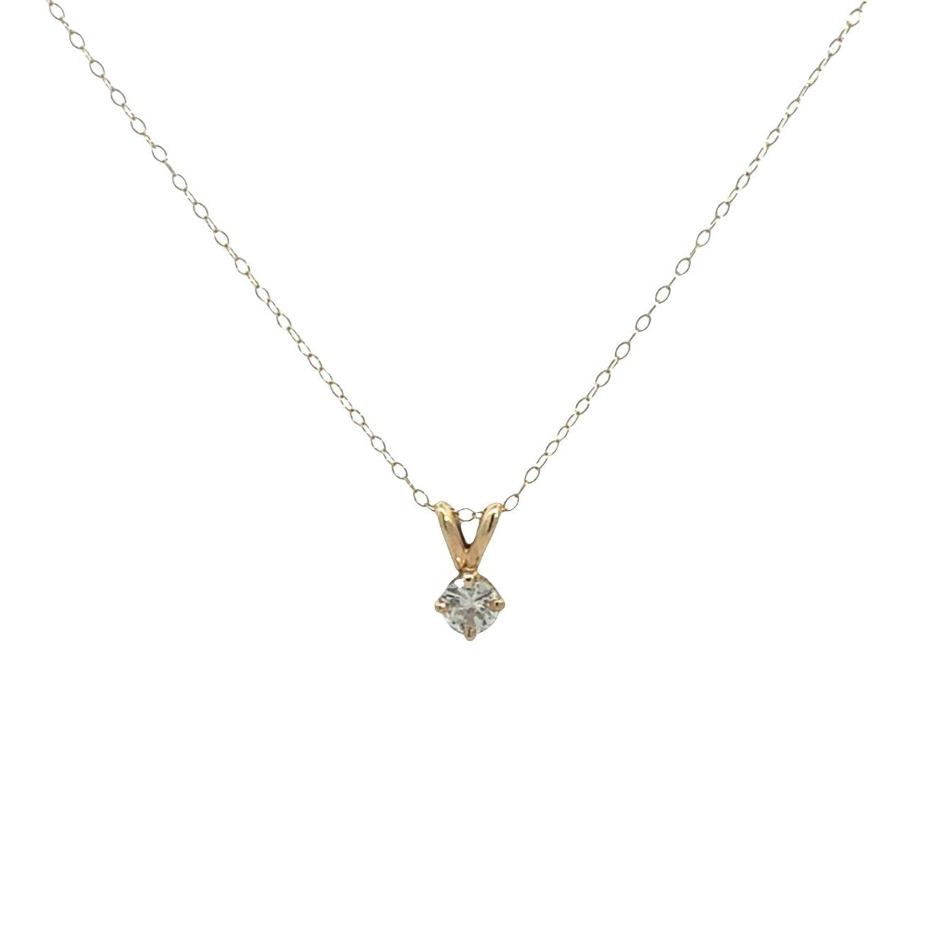 14k Yellow Gold 0.29tcw Diamond Round Solitaire Pendant Necklace1