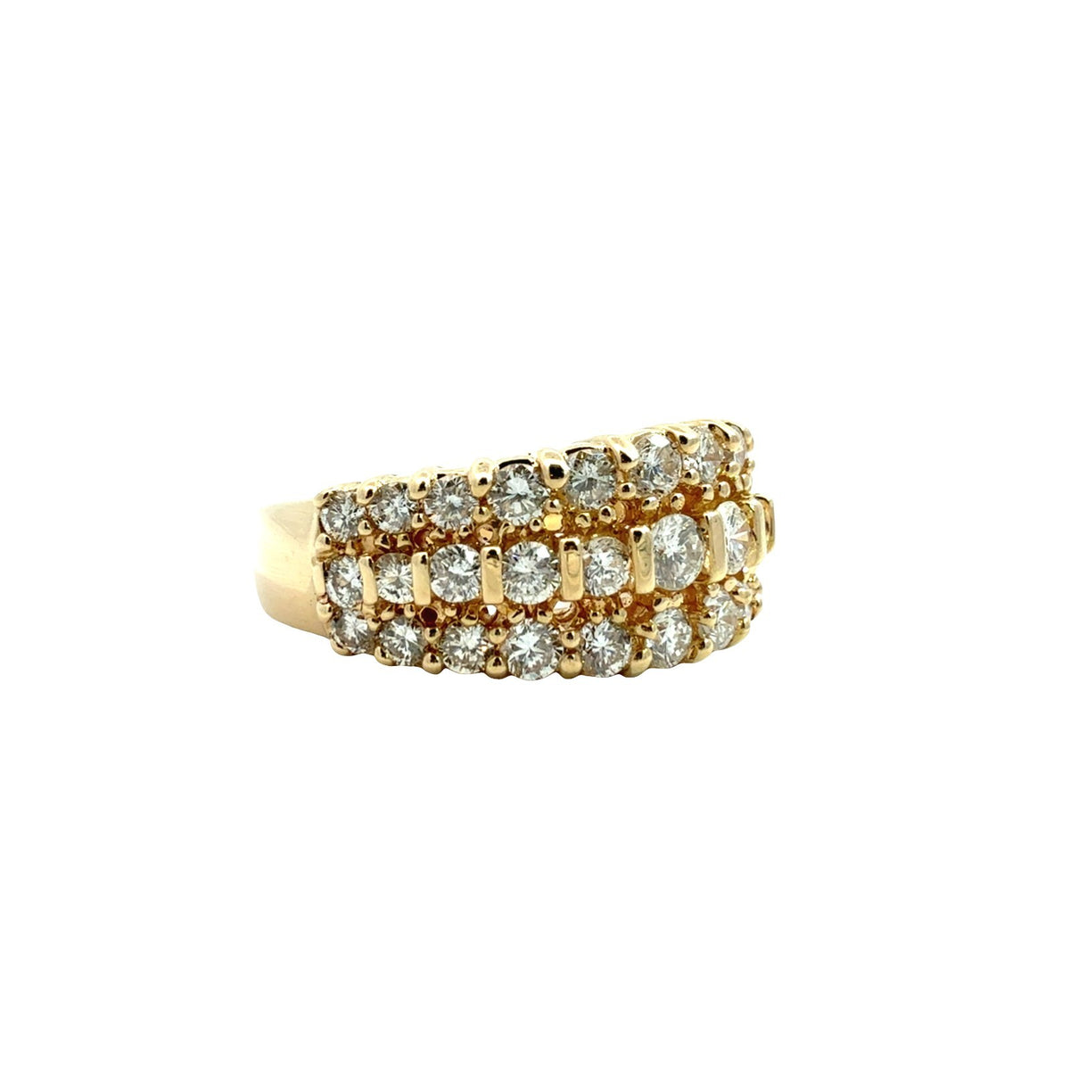 14k Yellow Gold Three-Row 1.48cttw Diamond Band Ring1