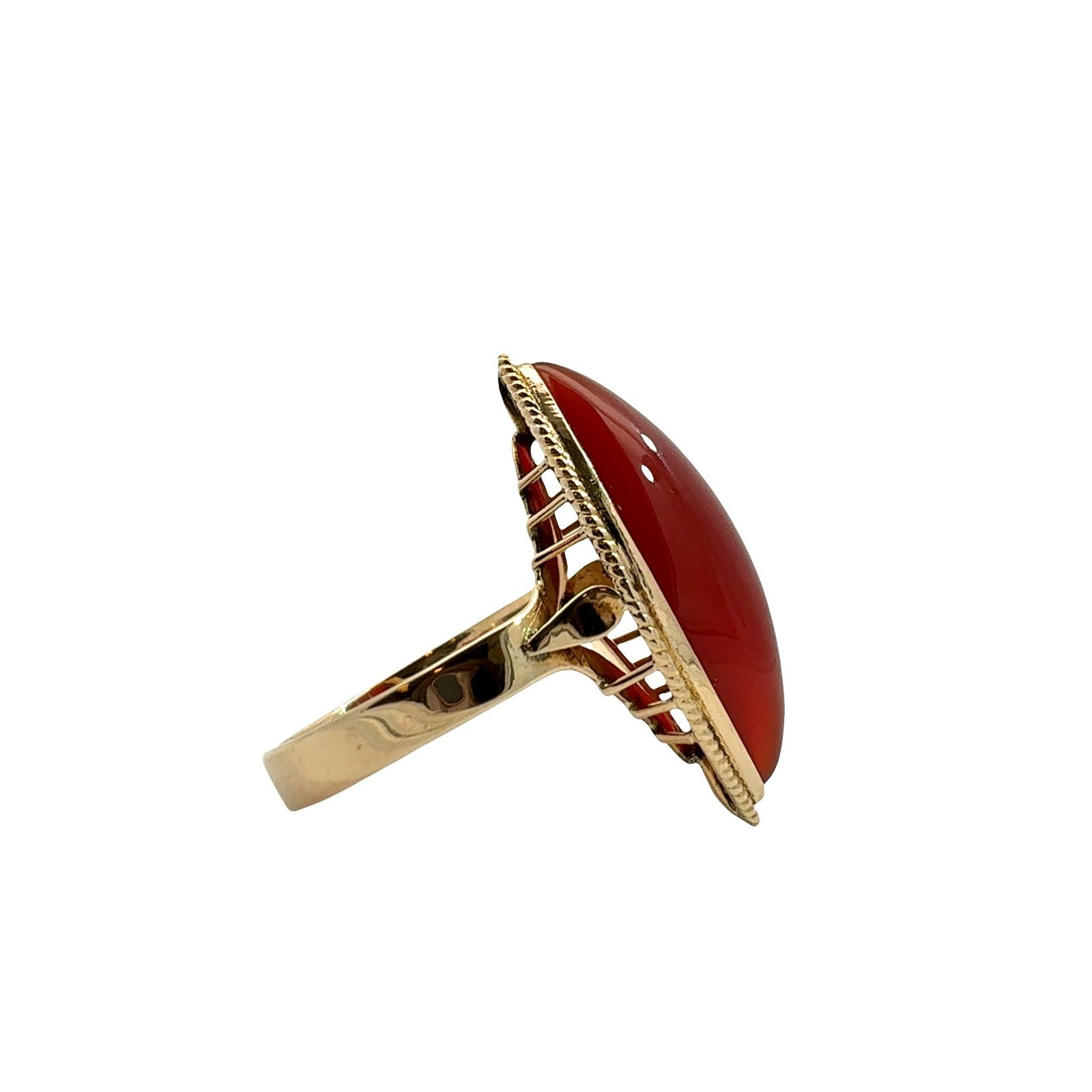 Vintage 14k Yellow Gold Marquise 8.85tcw Carnelian Statement Cocktail Ring4