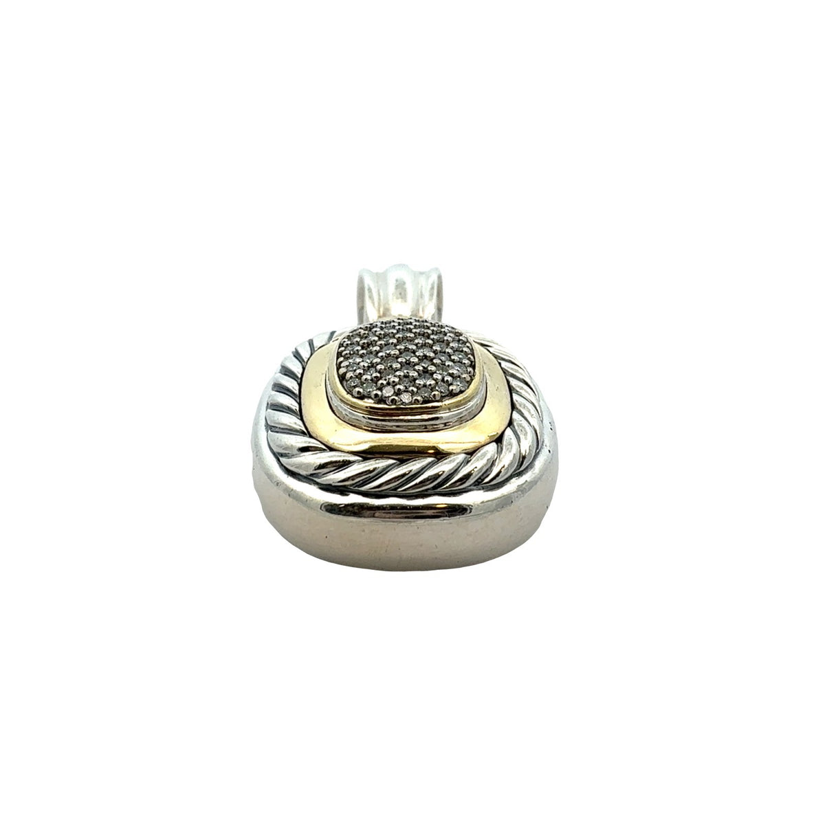 David Yurman Sterling Silver 18k Yellow Gold 0.45cttw Diamond Albion Pendant1