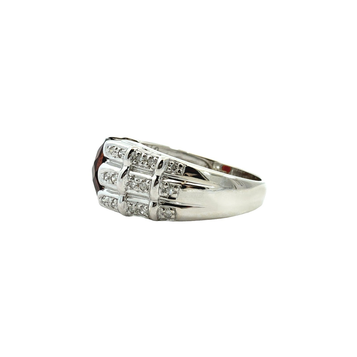 14k White Gold Oval 2.76tcw Garnet and 0.18cttw Diamond Cocktail Ring4