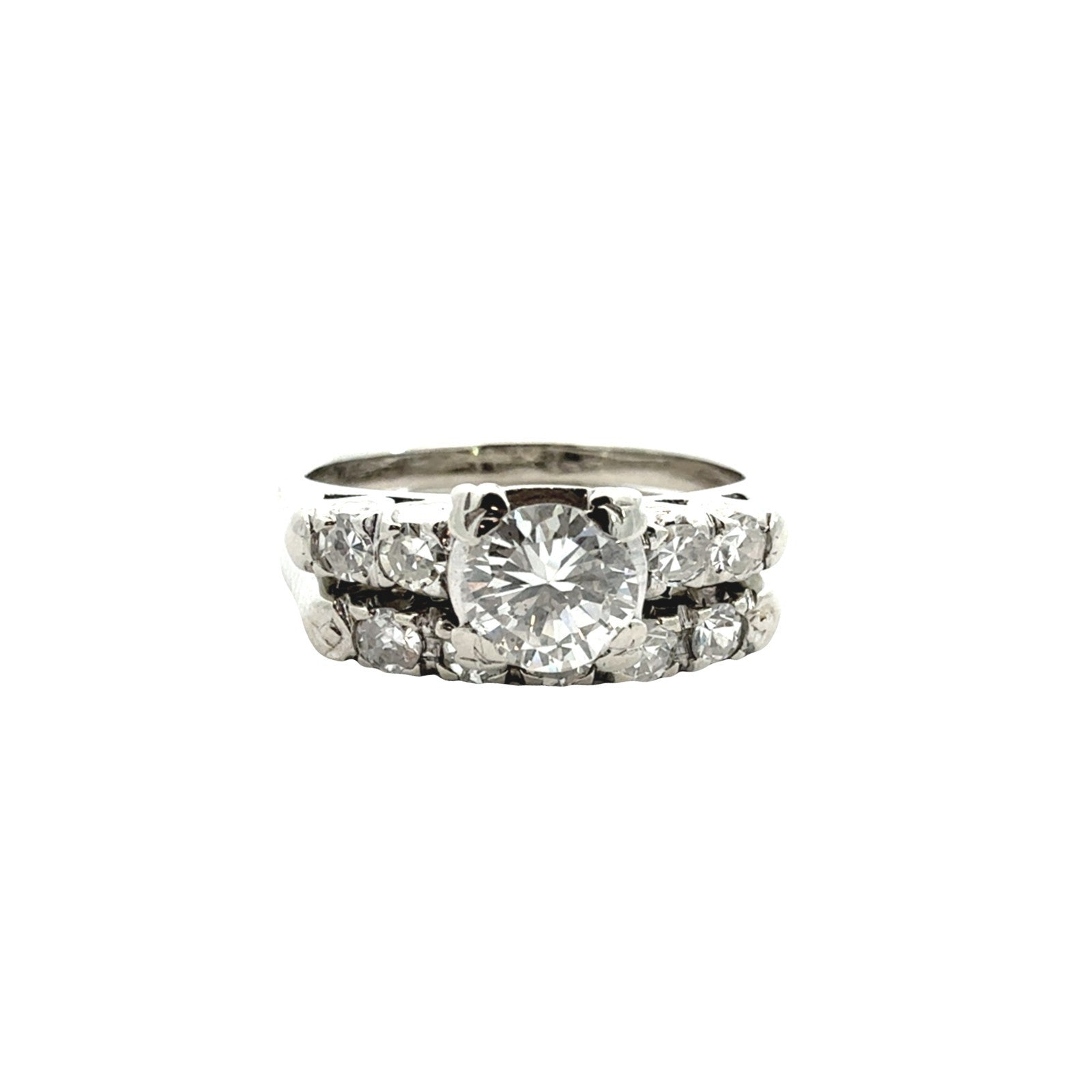 18k White Gold Stamped 0.73cttw Diamond Engagement Ring and 0.23cttw Band Set0