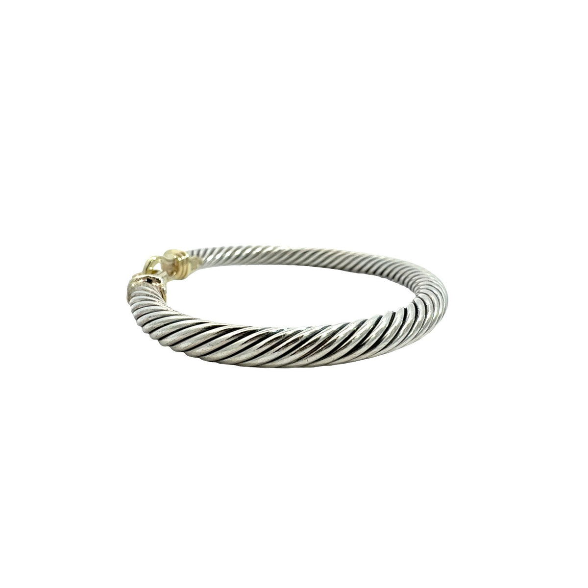 David Yurman Sterling Silver Two-Tone Twisted Cable Bangle with Gold Clasp4