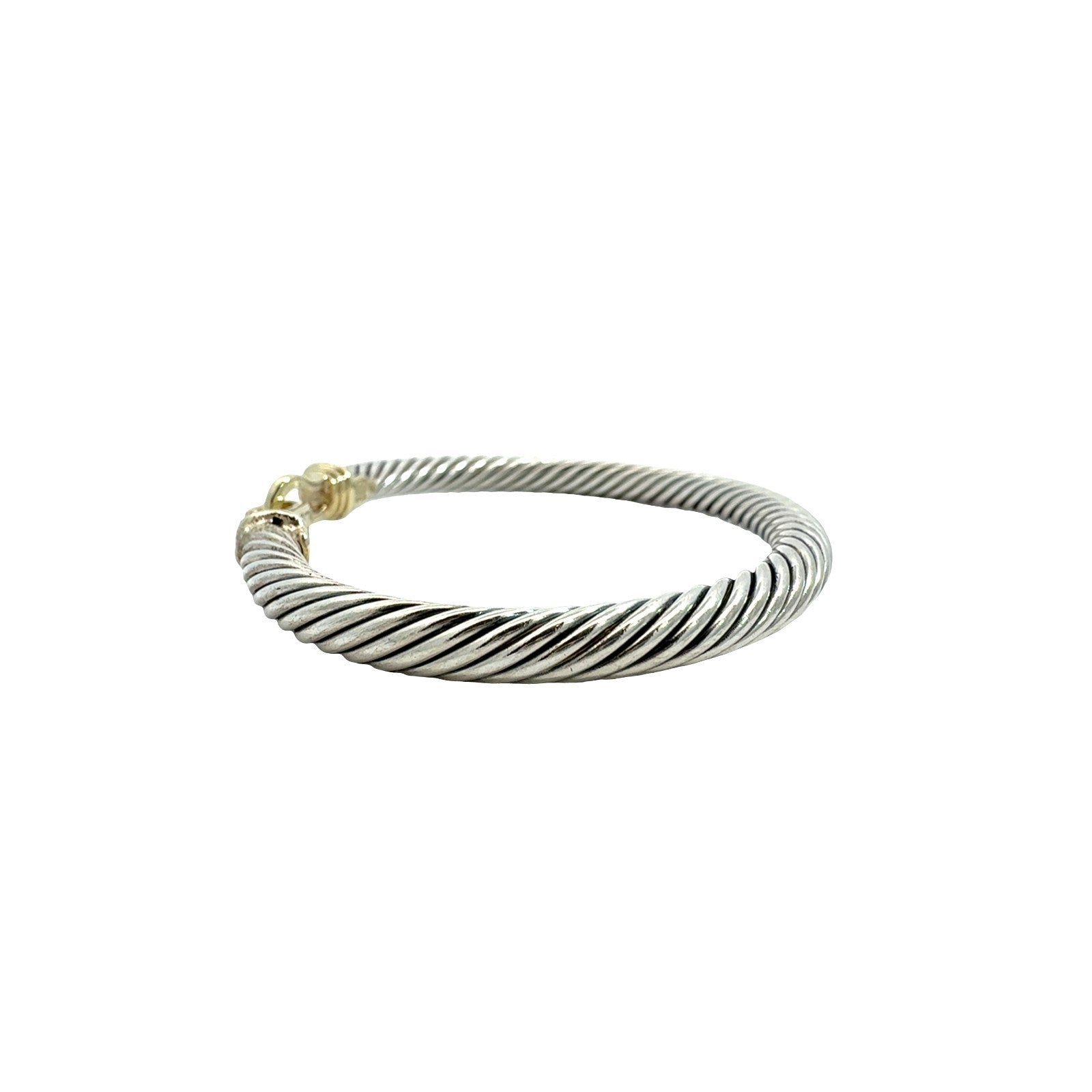 David Yurman Sterling Silver Two-Tone Twisted Cable Bangle with Gold Clasp4