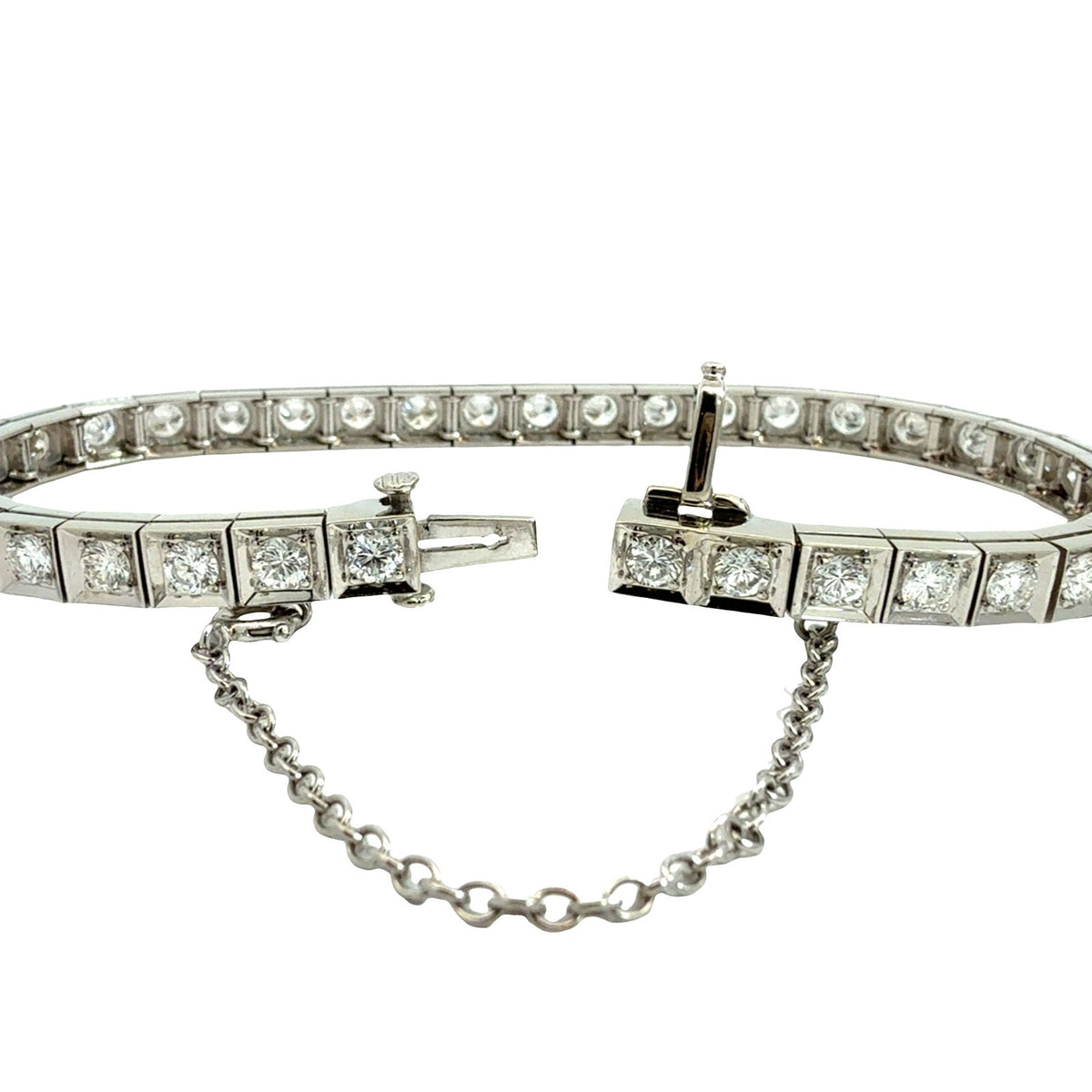 14k White Gold & 4.78cttw Diamond Box Link Tennis Bracelet3
