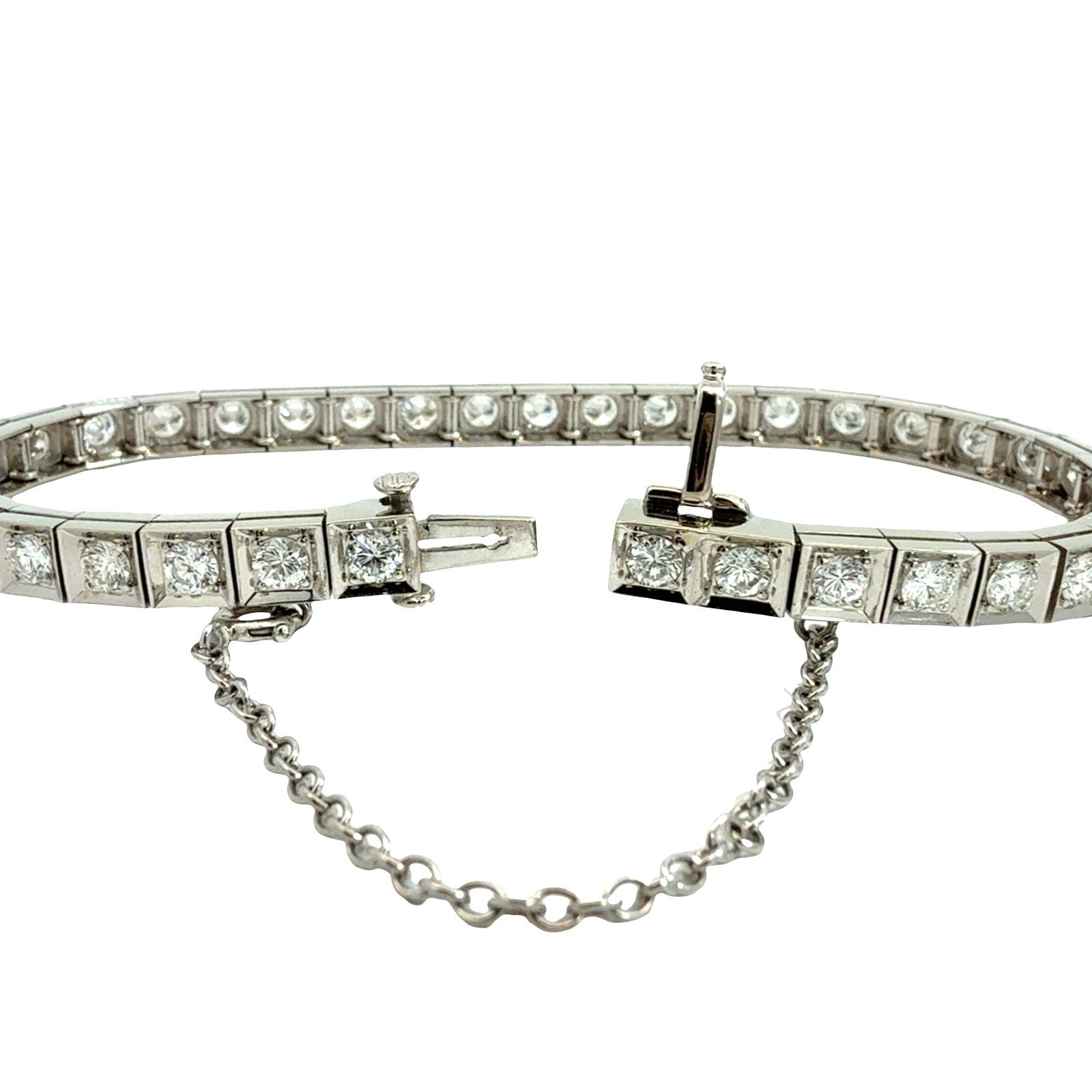 14k White Gold & 4.78cttw Diamond Box Link Tennis Bracelet3