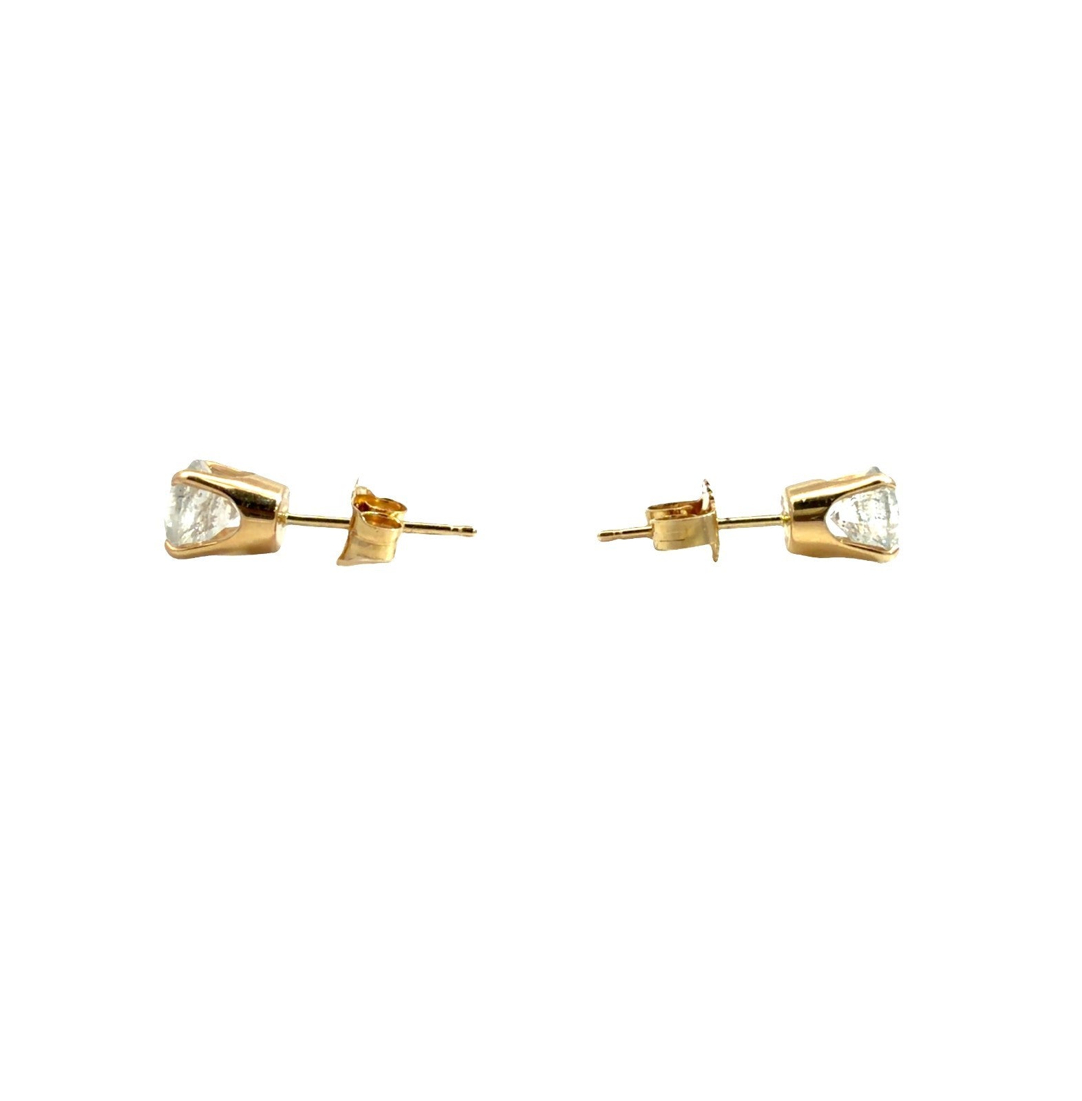 14k Yellow Gold Round 0.90cttw Diamond Stud Earrings2