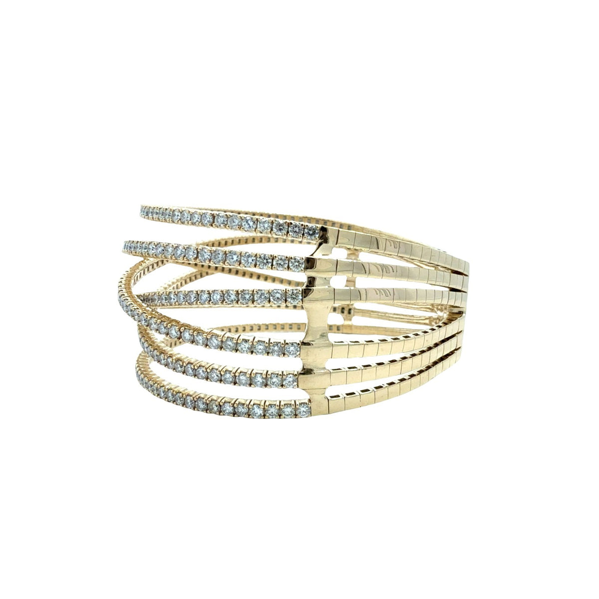 NEW 14k Yellow Gold and 8.11cttw Diamond Crisscross Bangle Bracelet4