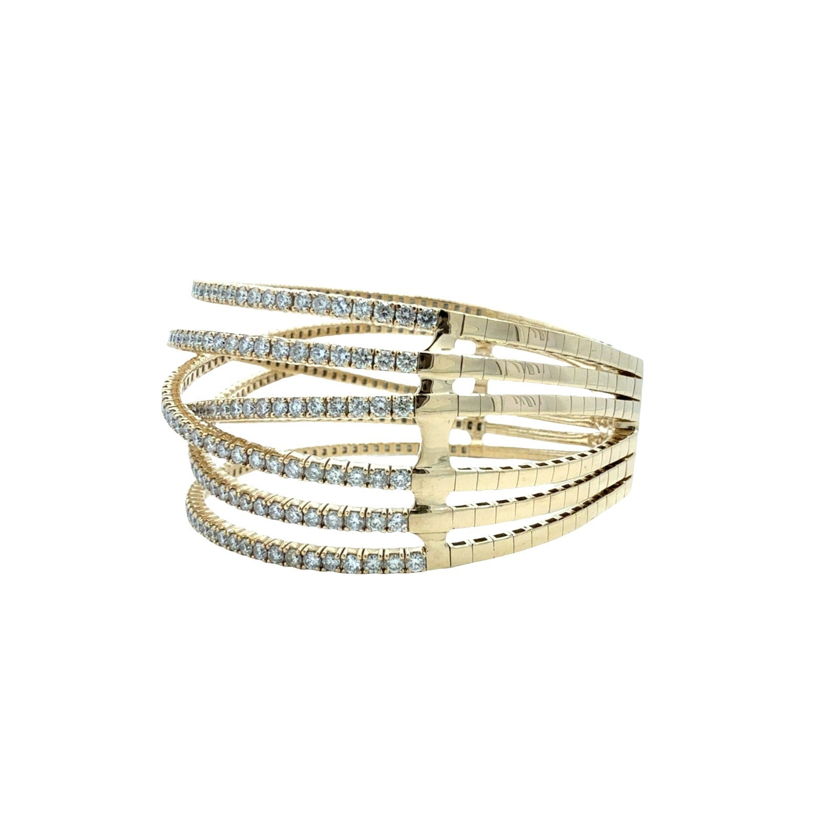 NEW 14k Yellow Gold and 8.11cttw Diamond Crisscross Bangle Bracelet4