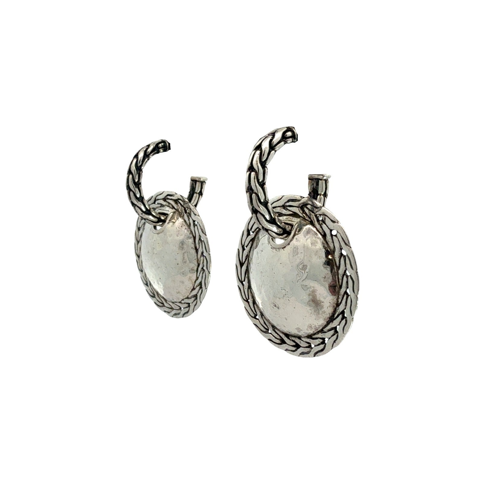 John Hardy Sterling Silver Hammered Disc Drop Earrings2