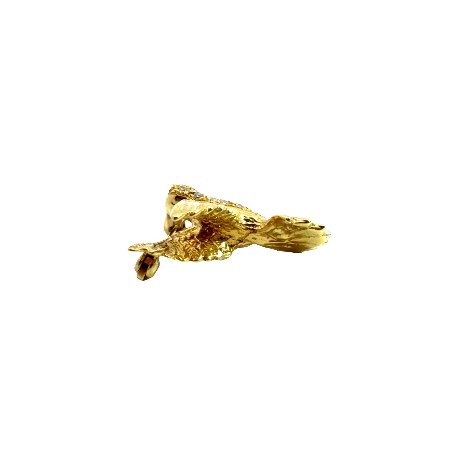 Vintage 18k Yellow Gold 0.18cttw Diamond & 0.01tcw Ruby Hummingbird Pin2
