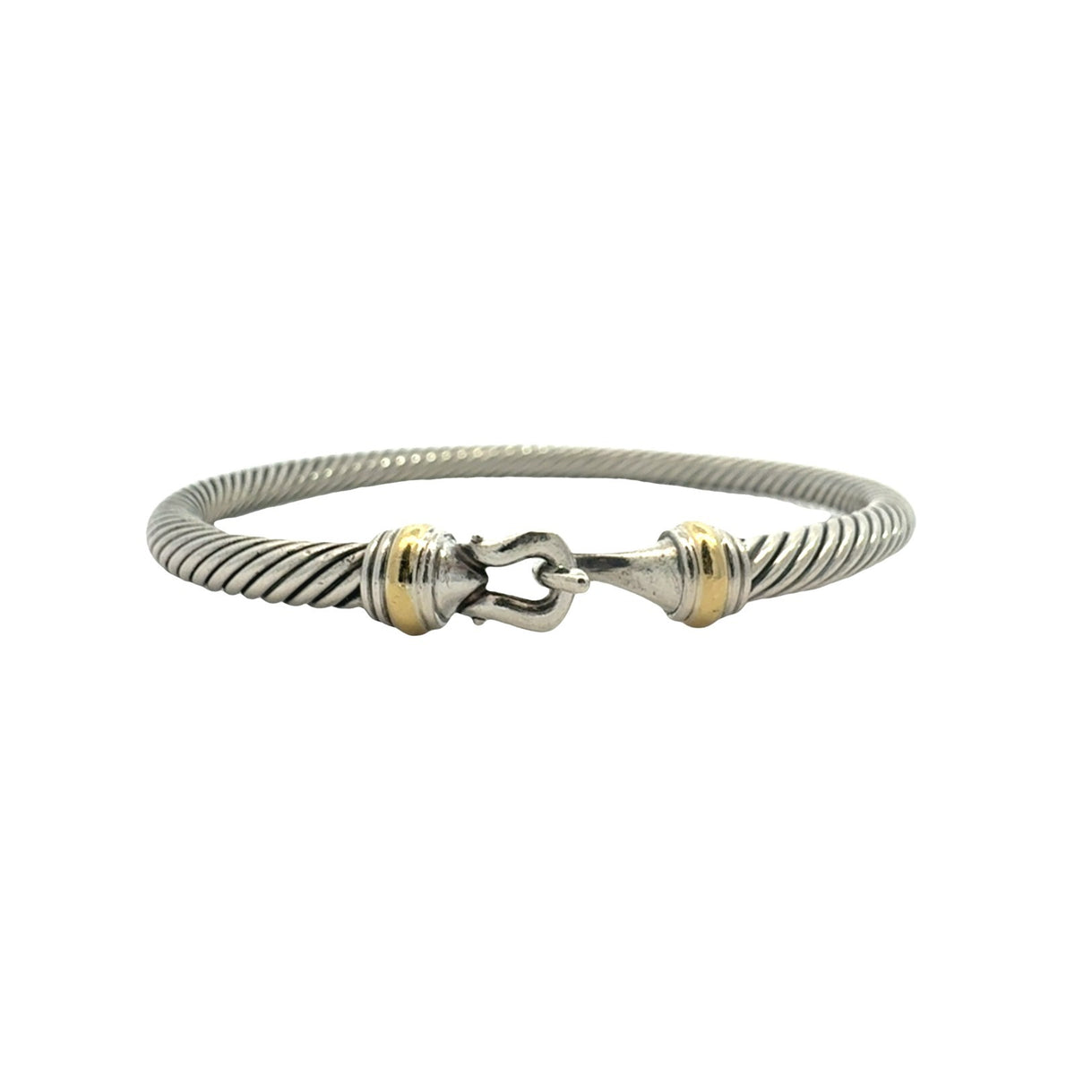 David Yurman Sterling Silver 18k Yellow Gold Buckle Classic Cable Bracelet 1
