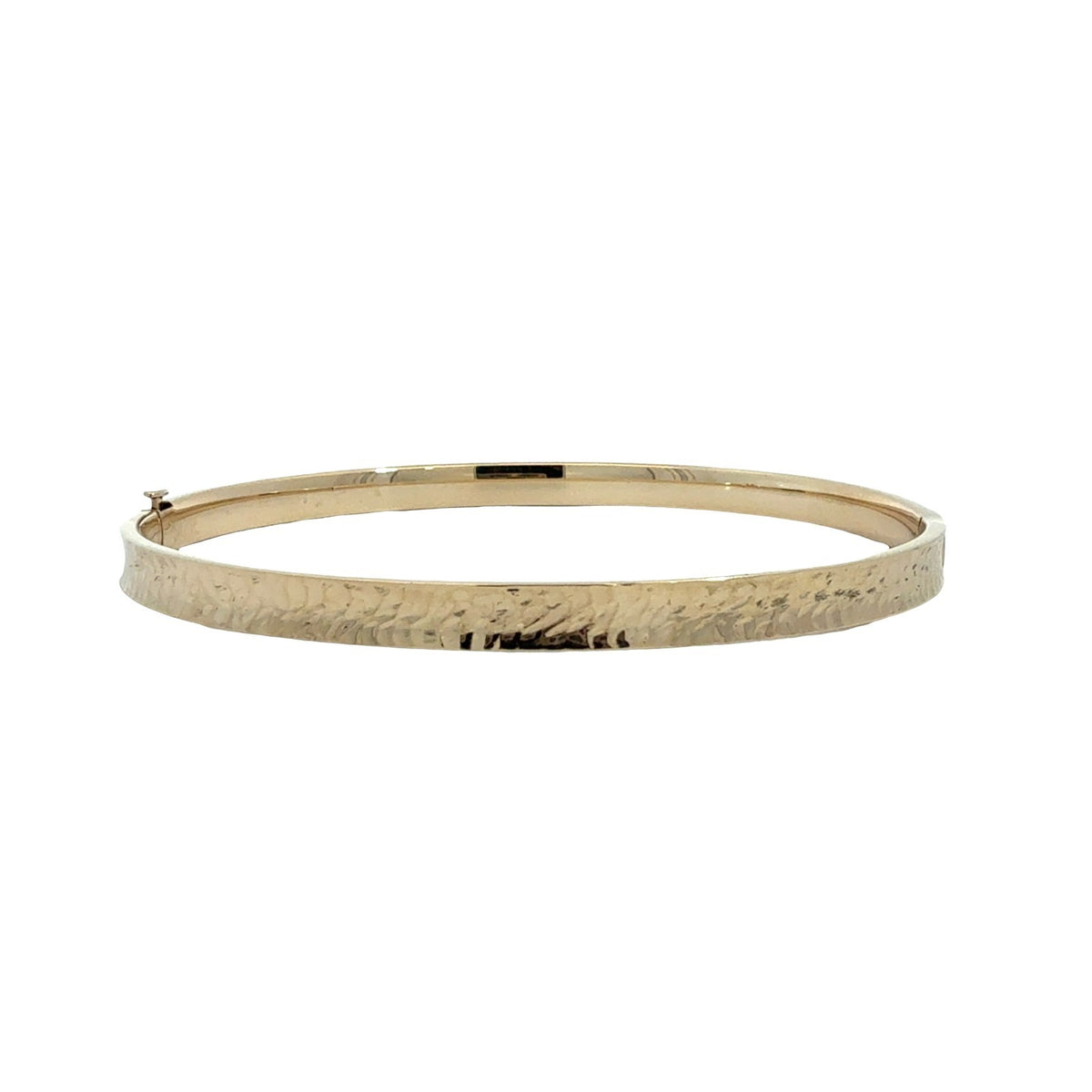 14k Yellow Gold Textured Hinged Bangle Bracelet 7.5"2