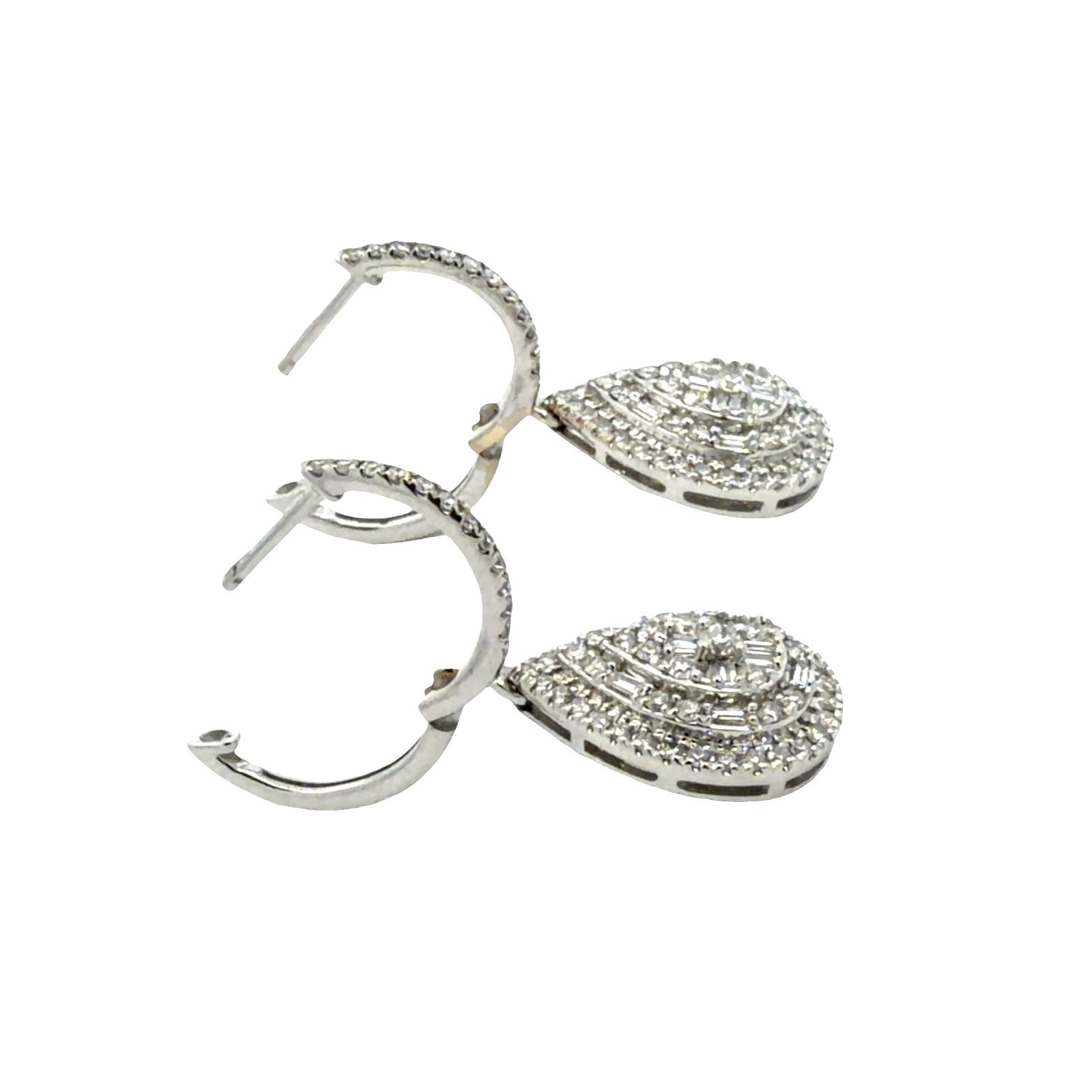 10k White Gold Teardrop Earrings with 1.20ctw Diamonds0