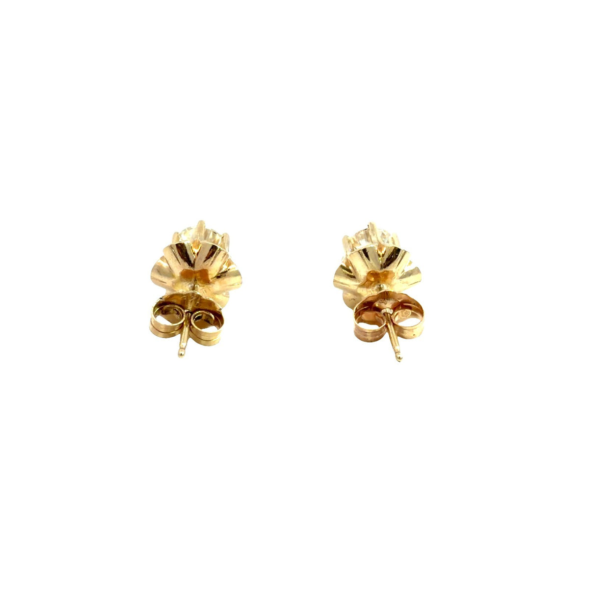 Vintage 14k Yellow Gold Buttercup Set 0.83cttw Round Diamond Stud Earrings1