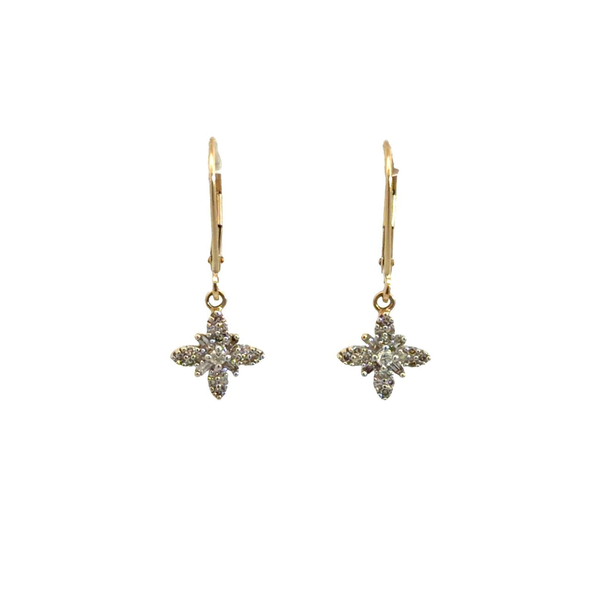14k Yellow Gold Floral 0.32ctw Diamond Dangle Earrings7