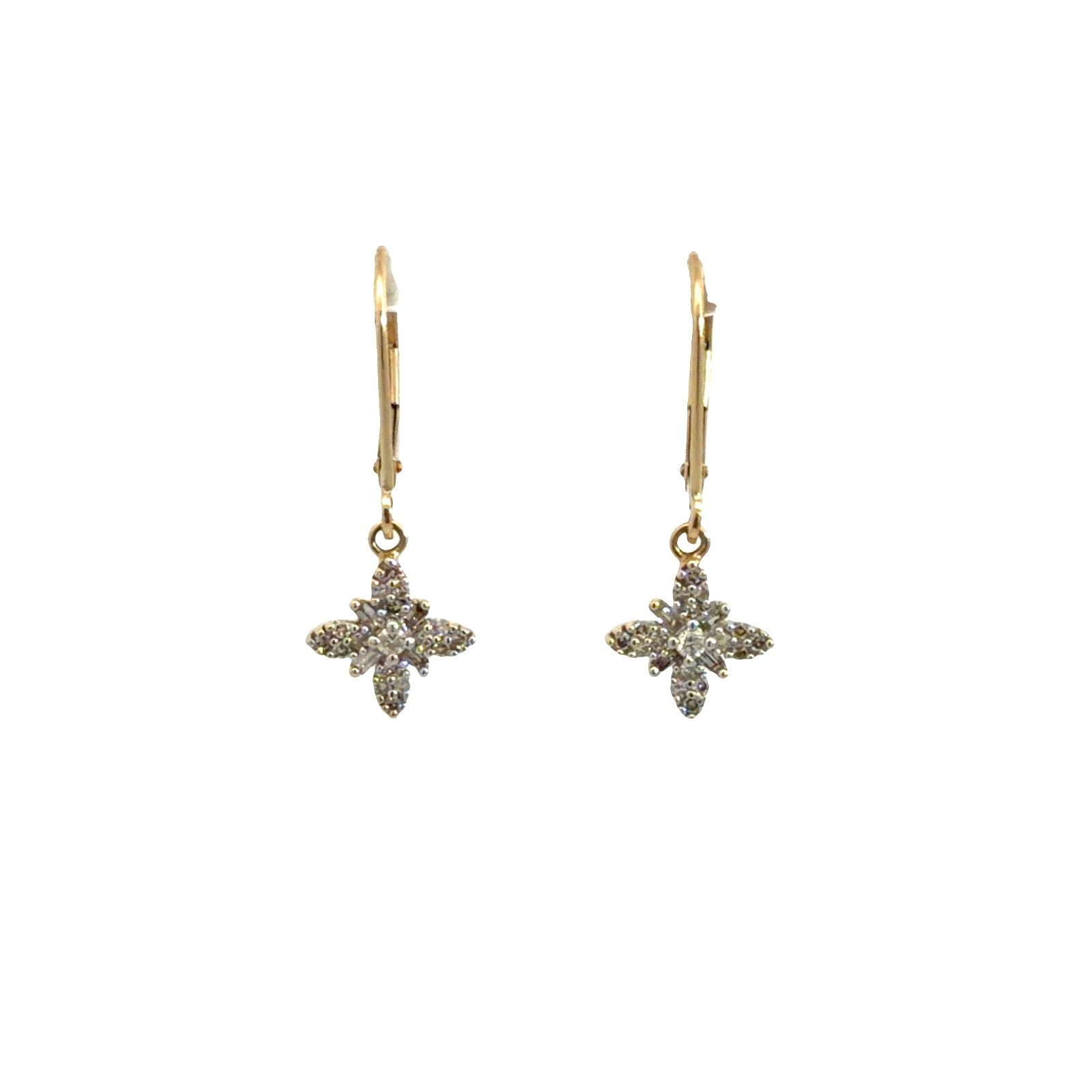 14k Yellow Gold Floral 0.32ctw Diamond Dangle Earrings7