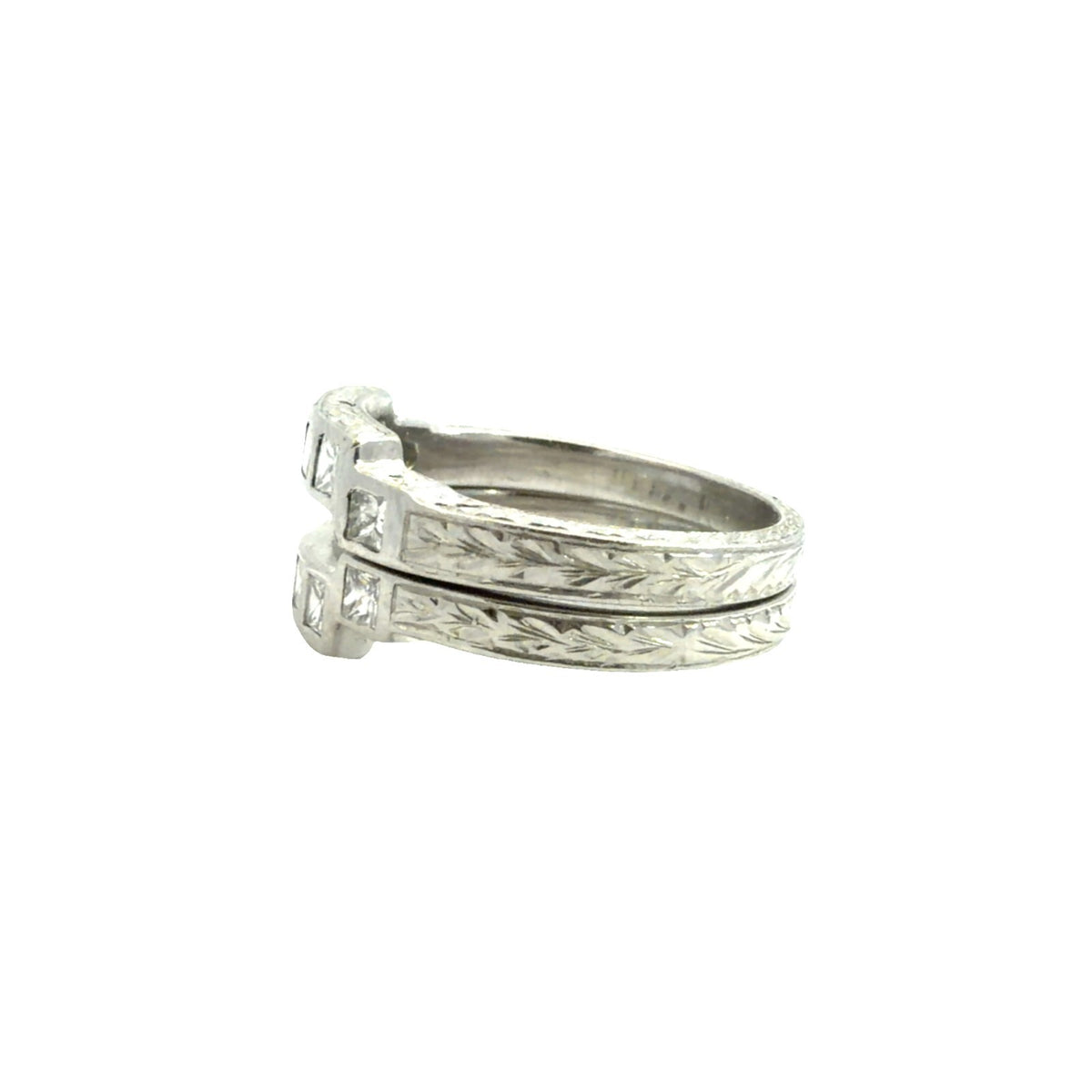 Platinum Bezel Set Princess Cut 0.48cttw Diamond Bands Size 5.53