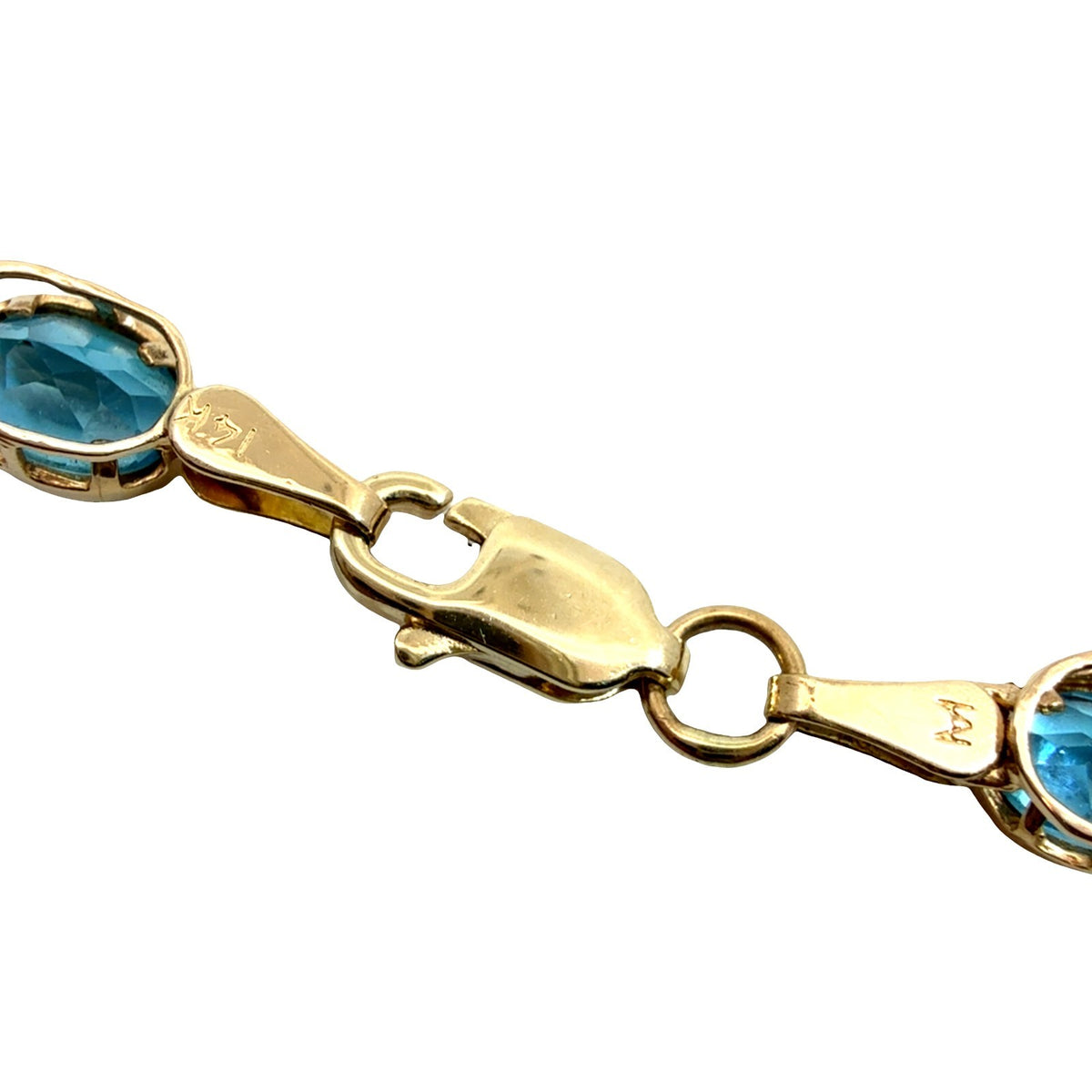 14k Yellow Gold and 7.48cttw Oval Blue Topaz Link Bracelet6