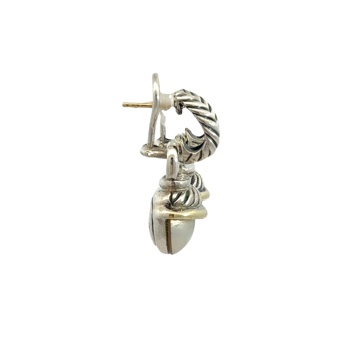 David Yurman Sterling Silver 14k Gold Accents & Pearl Acorn Drop Earrings3