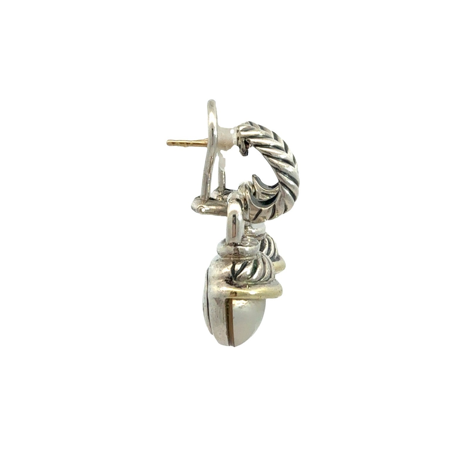 David Yurman Sterling Silver 14k Gold Accents & Pearl Acorn Drop Earrings3