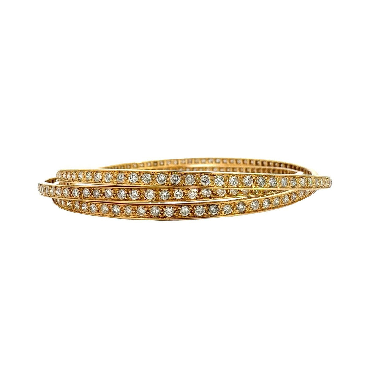 18k Yellow Gold 6.60cttw Diamond Triple Interlocking Bangles 8"0