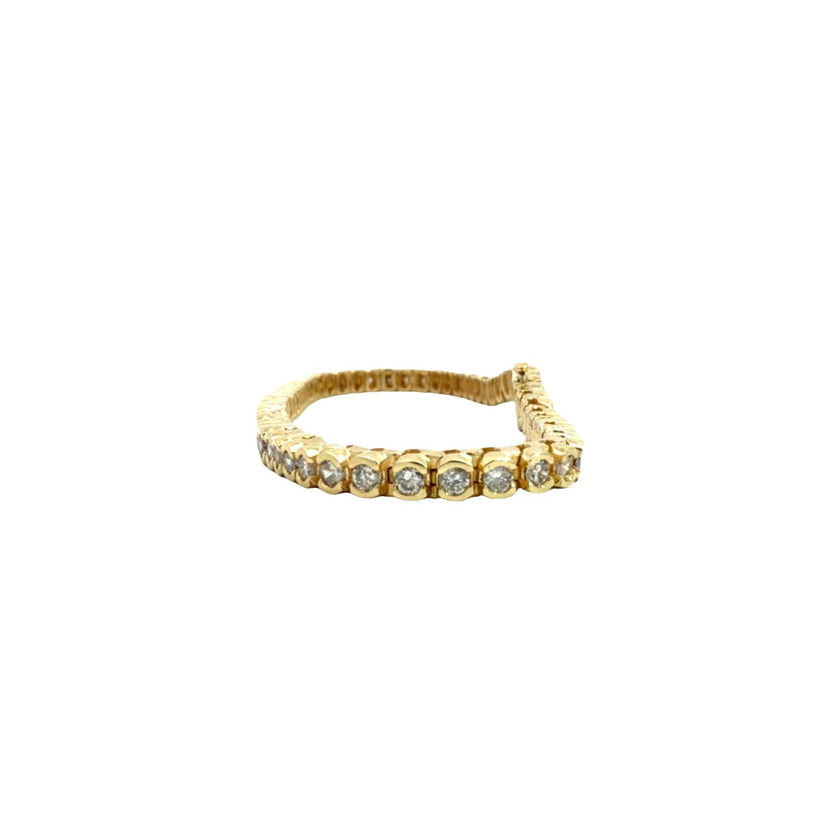 Stamped 14k Yellow Gold Half Bezel 3.30cttw Diamond Tennis Bracelet 7"1