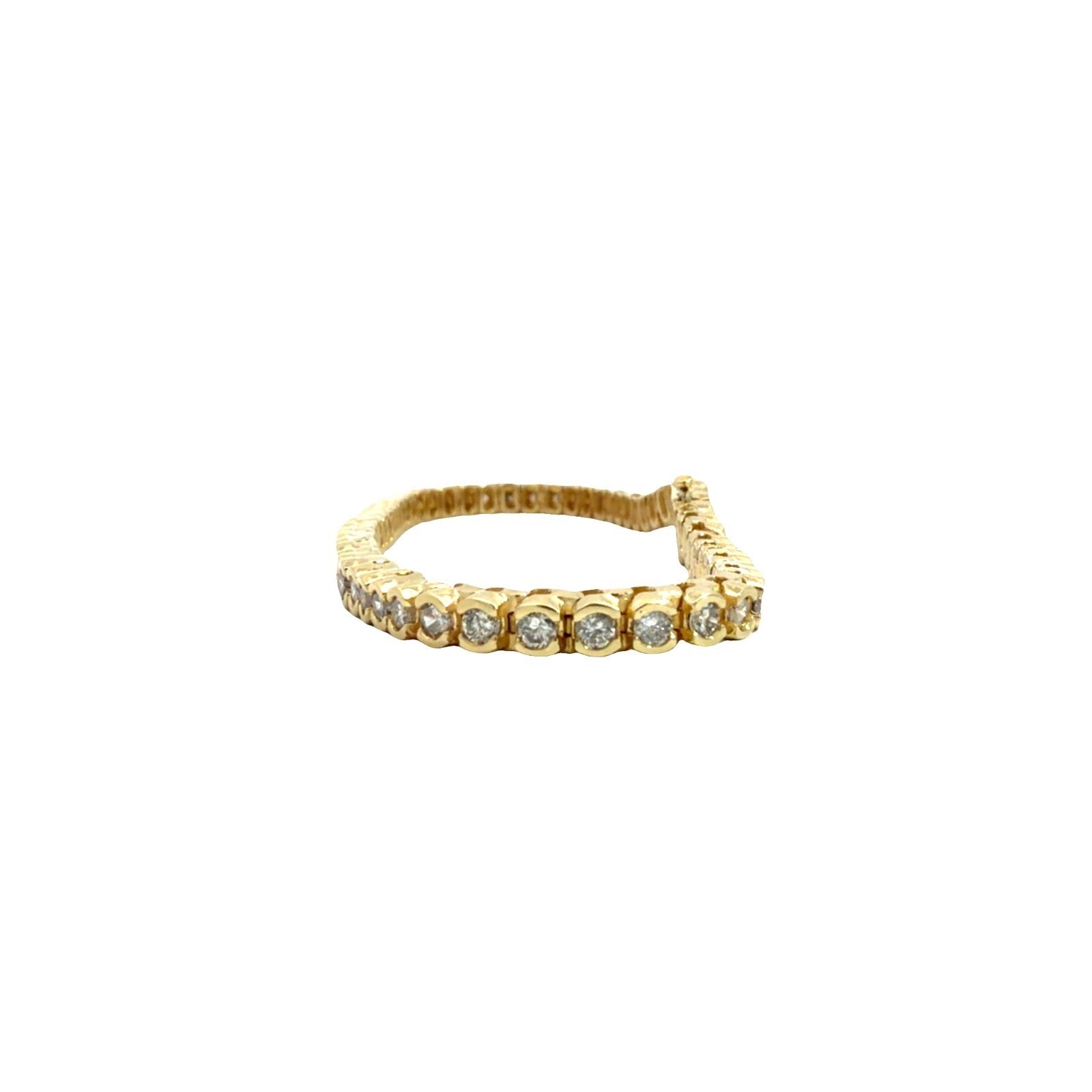 Stamped 14k Yellow Gold Half Bezel 3.30cttw Diamond Tennis Bracelet 7"0